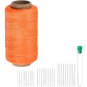 HARFINGTON Thread for Sewing Upholstery Thread 284 Yards 260m 150D Waxed Polyester Thread Wear-Resistant Embroidery Cord String Cotton with 30pcs Needles for Quilting Leather, White in Saudi Arabia