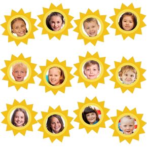 50 Pcs Summer Sun Cutouts Sunshine Mask Bulletin Board Sun Paper Cut Outs with 100 Pcs Glue Points for DIY Craft Summer Classroom Decoration Party Favor
