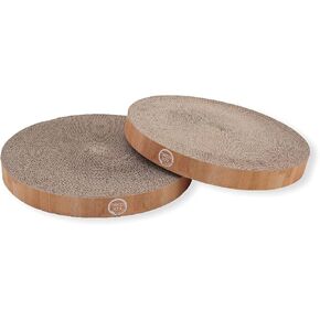 Necoichi Cat Scratcher Bowl Replacement for Indoor Cats - Cat Scratching Lounger with Reversible Usability and Extra Comfort for Lounge, Cardboard Bed Couch / (Regular, Oak)
