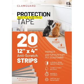 CLAWGUARD Protection Tape 20-Pack Surface Protectors from Dog and Cat Scratch - Anti Scratch for Cats - Door Guards for Dogs - Training Tape Barrier for Corners, Sofa, Chairs, Screens, Glass, Floors