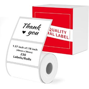 M260 Square Label 1.57'' x 1.18'' (40 x 30 mm), Compatible with Label Maker M110/ M220/ M221/ M120/ M200/M100/M150, White, 230 Labels/Roll, Multi-Purpose Adhesive Thermal Labels, Black on White