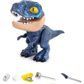 5 in 1 Stationery Set,Dinosaur-themed Stationery Funny Toy for Kids,Student Storage Eraser Ruler Pencil Sharpener Staple for Boys and Girls