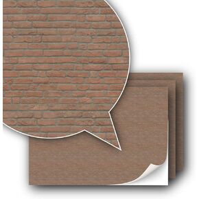 3 Sheets Self-Adhesive Decorative Film Wall Cladding for Model Making in Scale 1:87 Scale H0 (UK: 3.5 mm Scale) (red Clinker)