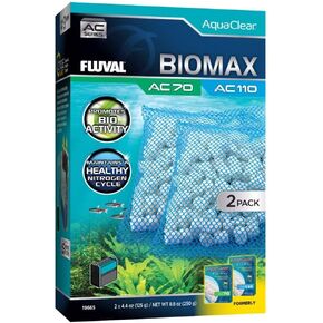 Fluval - BIOMAX for AC70/AC110 Power Filter, 8.8 oz / 250 g, 2-Pack – for Use in Freshwater & Saltwater Aquariums