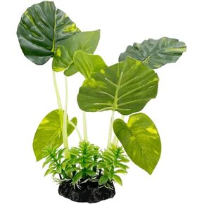 Smoothedo-Pets Aquarium Plants Fish Tank Decorations 5inch Plastic Artificial Plant Goldfish Waterscape Betta Fish Hides/Rest (Rainforest Leaf)