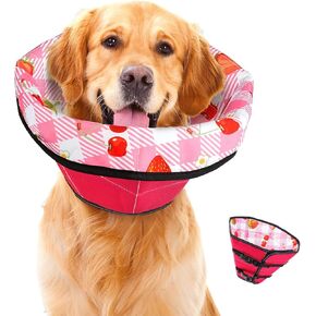 Dog Cone Soft Surgery Dog Cone Collar - Adjustable Long Foldable Comfortable for Recovery Alternative Prevent Biting Stop Licking Wound Small Medium Large Dogs (Strawberry Red, L)
