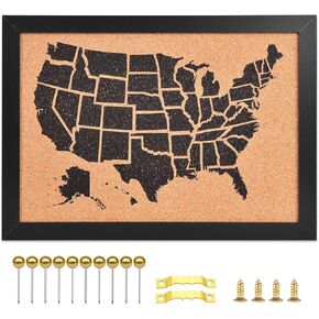 Cork Board Map of The United State, 14" X 11" Bulletin Boards for Walls with 10 Pins, Travel Tracker Map for Office, School and Home (US-MAP-2636)