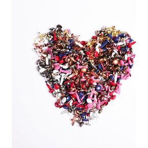 500 Pieces 8mm Round Brads, Paper Fasteners Metal Brads with Box, Paper Fasteners 10 Colors Random Mixed for Paper Crafts, Scrapbooking, Paper Decoration, DIY Art, Card Making, (8mm x 16mm)