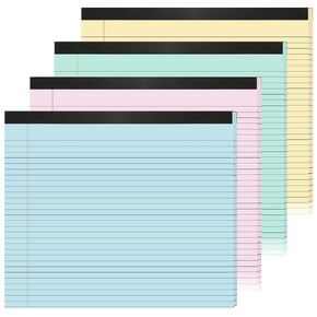 4 Pack 11" x 9.5" Landscape Legal Pad College Ruled Lined Pads 40 Sheets Pastel Colored Horizontal Notepad 80 GSM Landscape Writing Pads Aesthetic Legal Pad for School Office Business (Pastel)