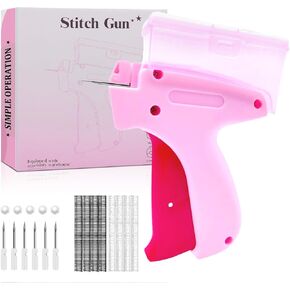 Stitch Gun for Clothes - Handheld Stitch Tag Gun Quick Clothing Fixer Micro Tagging Gun Micro Stitch Gun for Clothes Includes 6 Needle, 5 Pearl Buttons, 1000 Black Fasteners & 1000 White Fasteners