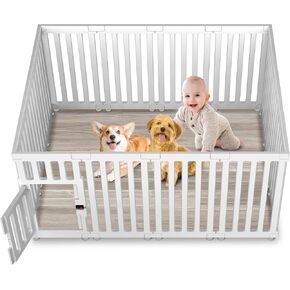 Dog Playpens Indoor in Strong Plastic,14 Panel,25.6in H Non-Slip Puppy Playpen,Pet Playpen Indoor Suitable for Small Dogs,Easy to Install and Remove playpen for Dogs Indoor,White Puppy Pen