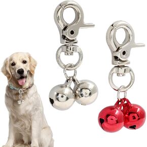 Waziaqoc 2 PCS Bells for Cat Collars, Dog Pendant Bells, Pet Jingle Bells Training Charm Pendant Jewelry Accessories for Dog Cat Collar Necklace (Silver, Red)
