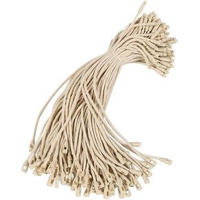 Muka 1000 Pcs Cotton Hang Tag String Snap Lock Pin Loop Fastener Hook Ties Clothing Price Tag String Hanging Rope Lanyard Cord-Beige-0.06"