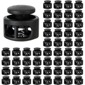 60 PCS Double Hole Plastic Cord Locks Toggles for Drawstrings Spring Cord Lock Shoe Lace Tie Locks Double Hole Spring Toggle Stopper Fastener Toggles for Shoelaces Paracord Clothing and Bags