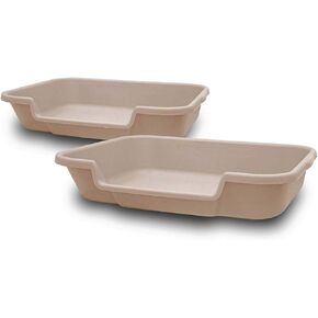 KittyGoHere Senior Cat Litter Box 2 Pack, Large Beach Sand Low Entrance Kitty Litter Box, Sized for Cats Comfort, Perfect for Senior and Arthritic Cats, Made in USA