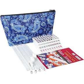 Travel Mini American Mahjong Set, Mahjong Game Set with 166 White Tiles (0.8"), Complete Set with 4 Racks, and Thickened Blue Printed Mah Jongg Tiles Bag, Portable Travel Mahjongg Set