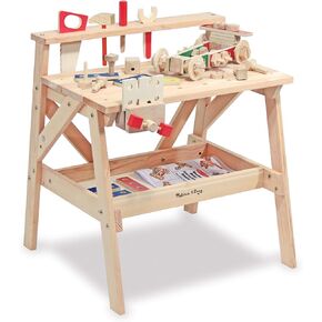 Melissa & Doug Solid Wood Project Workbench Play Building Set - STEAM Toy, Wooden Kids Work Bench, Toy Tool Bench