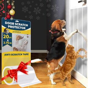 PROTECTO Cat & Dog Scratch Door Protector - 2.75" x 20ft Clear Wall Protector for Pet Scratching - Sticky and Self-Adhesive Deterrent Vinyl Surface - Easy Customization & Installation
