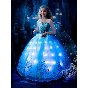 UPORPOR Light Up Princess Dress Girls Halloween Costume Christmas Costume Toddler Dressing Up for Bithday Party, Purple