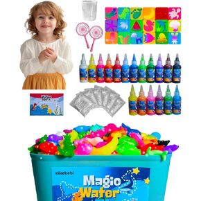 KIKEBEBI Magic Water Elf Toy Kit for Kids, Aqua Fairy Water Gel Kit with 18 Magic Gels, 18 Aqua Pet Molds, Creative Squishy Making Crafts DIY Set for Kids as Birthday Gifts & Party Favors