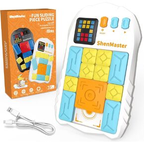 Rechargeable Super Slide Puzzle Game,Klotski Brain Toys for Kids Teens,500+ Challenges 7 Difficulty Levels for Boys&Girls,Portable Travel Games for All Ages ,8-12 Gifts idea-White