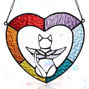 الهدايا التذكارية لقطط Cat Angel لفقدان القطة ، والزخارف الزجاجية الأكريليك المطلية ، وديكور Cat Suncatcher ، وهدايا محبي القط ، وهدايا تذكارية للحيوانات الأليفة في الذاكرة المحبة للقطط الخسارة