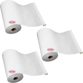 Pushglossy 3 Rolls Cut Away Embroidery Stabilizer 12" x 50 yd per roll Fabric Stabilizer 2.5oz Medium Weight Cut Away Stabilizer Backing Cut into Variable Sizes for Machine Embroidery and Hand Sewing