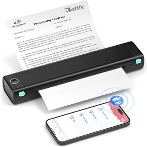 Portable Printer Wireless for Travel M08F Thermal Wireless Printer Support 8.5" X 11" US Letter, Inkless Bluetooth Printer Compatible with Phone & Laptop & PC for Travel, Business, Office (Black)