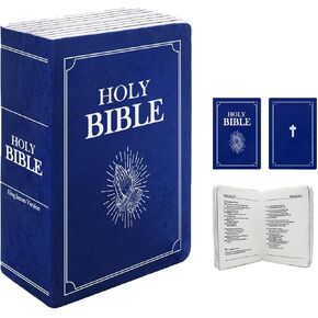 The Holy Bible Pillow Plush - Book Shape, Openable, Bible Verse Pillow (Blue), throw pillow001