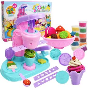 عجينة اللون للأطفال لعب الألعاب ، Noetoy 26 PCS آيس كريم صانع العجين مجموعة العجين مع 12 علبة العجين لمدة 3 4 5 6 7 8 سنوات الفتيات الأولاد والأطفال الصغار (الأرجواني)