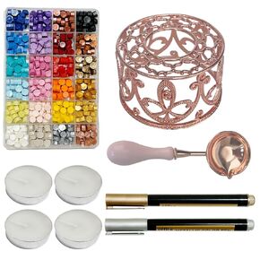 Sealing Wax Kit, Sealing Wax Warmer with 24 Colors 600pcs Sealing Wax Beads Kit, Wax Seal Warmer, Wax Seal Spoon, Wax Seal Metallic Pen and Candles Wax Seal Kit for Gift and Decoration