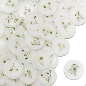 100 Pcs Baby's Breath Adhesive Wax Seal Stickers White Dry Floral Backing Envelope Seals Perfect for Wedding Invitations,Bridal Shower Party