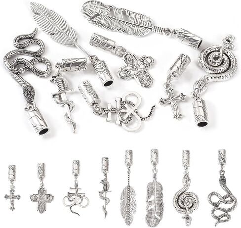 16pcs كبسول نهاية الحبل أبعاد التعادل البولو استبدال أغطية نهاية البولو كاب بوكلي استبدال مشبك الأسلوب التبتي النهايات مع سحر الأفعى الصليب لجلد الحرف اليدوية مجوهرات المجوهرات in Kuwait