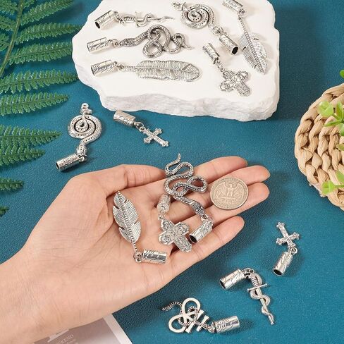16pcs كبسول نهاية الحبل أبعاد التعادل البولو استبدال أغطية نهاية البولو كاب بوكلي استبدال مشبك الأسلوب التبتي النهايات مع سحر الأفعى الصليب لجلد الحرف اليدوية مجوهرات المجوهرات in Kuwait