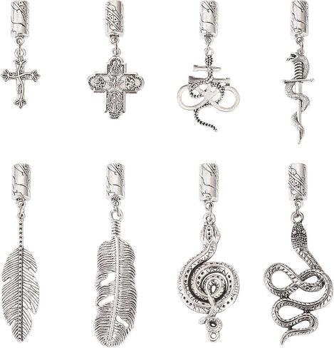 16pcs كبسول نهاية الحبل أبعاد التعادل البولو استبدال أغطية نهاية البولو كاب بوكلي استبدال مشبك الأسلوب التبتي النهايات مع سحر الأفعى الصليب لجلد الحرف اليدوية مجوهرات المجوهرات in Kuwait