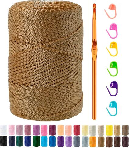 2.5mm x 185 Yards Premium Polyester Macrame Cord 2.5mm Polypropylene Cord for Knitting and Crocheting Hats, Bags, Purses, Shoes, Carpets, Basket, Plant Hangers, DIY Crafts -Lavender Pink in Saudi Arabia