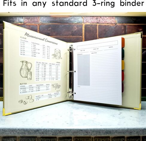 Recipe Card Set, 3-Hole Punched (Set of 30), 8.5 x 11 inch, 200 GSM Insert Card, Letter Size for Saving Recipes in Kuwait