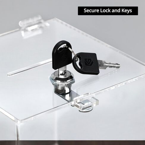 QWORK Acrylic Donation Box with Lock, 6x6x6 Inches - Durable Metal Hinges, Perfect for Tips, Donations, Suggestions, Voting - Ideal for Office, School, Wedding Events in Saudi Arabia