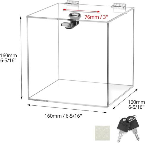 QWORK Acrylic Donation Box with Lock, 6x6x6 Inches - Durable Metal Hinges, Perfect for Tips, Donations, Suggestions, Voting - Ideal for Office, School, Wedding Events in Saudi Arabia