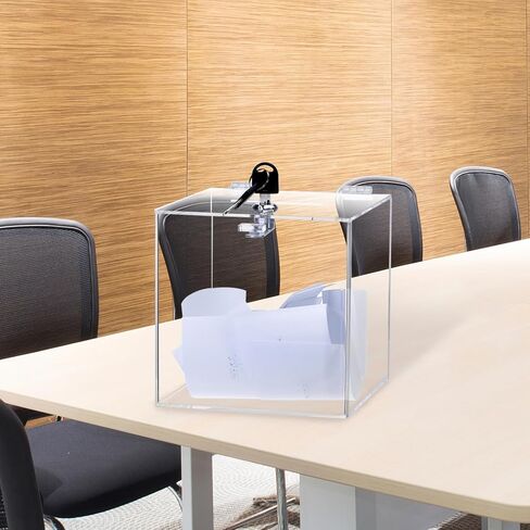 QWORK Acrylic Donation Box with Lock, 6x6x6 Inches - Durable Metal Hinges, Perfect for Tips, Donations, Suggestions, Voting - Ideal for Office, School, Wedding Events in Saudi Arabia