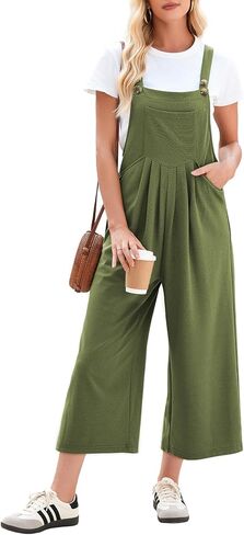 Dokotoo Women's Jumpsuits Waffle Knit Overalls Casual Wide Leg Rompers One Piece Sleeveless Summer Boho Loose Fit Pockets in Saudi Arabia