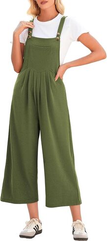 Dokotoo Women's Jumpsuits Waffle Knit Overalls Casual Wide Leg Rompers One Piece Sleeveless Summer Boho Loose Fit Pockets in Saudi Arabia