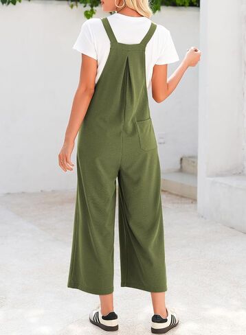 Dokotoo Women's Jumpsuits Waffle Knit Overalls Casual Wide Leg Rompers One Piece Sleeveless Summer Boho Loose Fit Pockets in Saudi Arabia