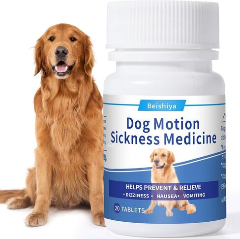 Anti Car Sickness for Dogs, 20 Tablets, Dog Motion Sickness Medicine to Relieve Nausea, Vomiting, Drooling, Working Quickly Motion Sickness for Dogs, Effective for About 24 Hours in Kuwait