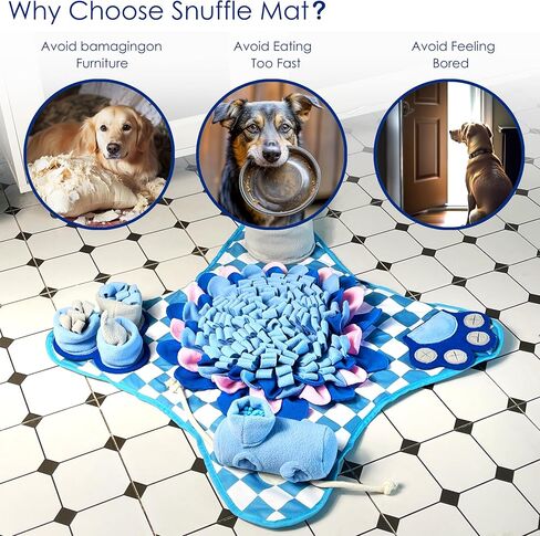 Snuffle Mat for Dogs Cats with Bakery Theme Sniffing Mat 31.8 x 16.9 inches for Large Breed, Interactive Dog Puzzle Toy & Enrichment Toys for Dog Stress Relief (Blue, Normal) in Saudi Arabia