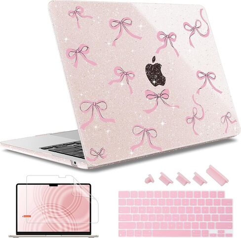 May Chen Compatible with 2024/2023 MacBook Air 15 inch M3 A3114 / M2 A2941 Case, Printed Plastic Hard Shell Case for MacBook Air 15.3 Liquid Retina Diaply Touch ID, Chalk Pink Bow in Kuwait