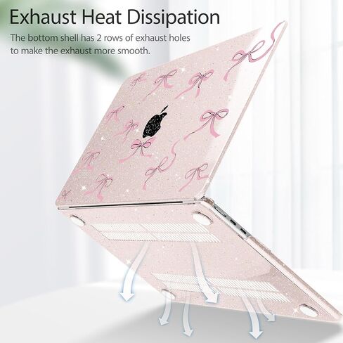 May Chen Compatible with 2024/2023 MacBook Air 15 inch M3 A3114 / M2 A2941 Case, Printed Plastic Hard Shell Case for MacBook Air 15.3 Liquid Retina Diaply Touch ID, Chalk Pink Bow in Kuwait