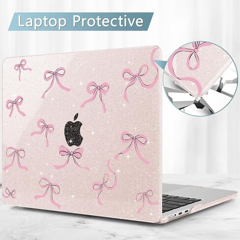 May Chen Compatible with 2024/2023 MacBook Air 15 inch M3 A3114 / M2 A2941 Case, Printed Plastic Hard Shell Case for MacBook Air 15.3 Liquid Retina Diaply Touch ID, Chalk Pink Bow in Kuwait