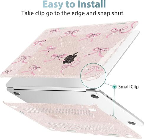 May Chen Compatible with 2024/2023 MacBook Air 15 inch M3 A3114 / M2 A2941 Case, Printed Plastic Hard Shell Case for MacBook Air 15.3 Liquid Retina Diaply Touch ID, Chalk Pink Bow in Kuwait
