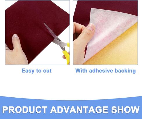بقع مخملية ذاتية اللصق - 1 حزم تصحيح تصحيحات تصحيحات النسيج يناسب الأكياس للأكياس الأرائك - حقائب الظهر اللاصقة تصحيح 58 "x8" الأحمر الداكن in Kuwait